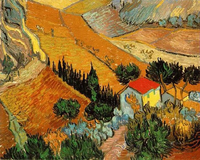 Valley with Ploughman Seen from Above, Vincent Van Gogh